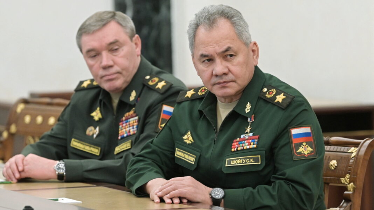 Russian Defence Minister Sergei Shoigu and Chief of the General Staff of Russian Armed Forces Valery Gerasimov attend a meeting with Russian President Vladimir Putin in Moscow, Russia February 27, 2022. Sputnik/Aleksey Nikolskyi/Kremlin via REUTERS ATTENTION EDITORS - THIS IMAGE WAS PROVIDED BY A THIRD PARTY.