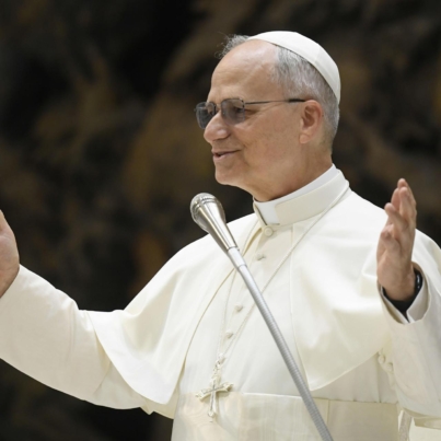 VATICAN CITY (Vatican City State (Holy See)), 24/05/2025.- A handout picture provided by the Vatican Media shows Pope Leo XIV gesturing during an audience with officials and employees of the Roman Curia, in Vatican City, 24 May 2025. The Roman Curia, consisting of administrative institutions of the Holy See, assists the pope in his role as the head of the Catholic Church. (Papa, Santa Sede) EFE/EPA/VATICAN MEDIA HANDOUT HANDOUT EDITORIAL USE ONLY/NO SALES